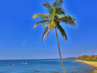 The beach represents the beautiful weather in goa .
