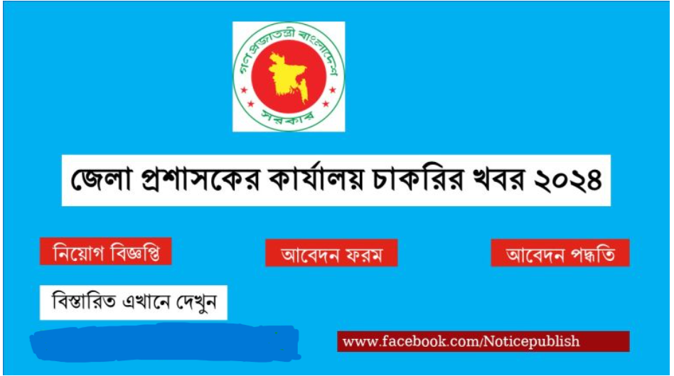 Official Notice image of DC Office job circular 2024.